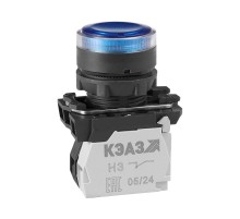 Кнопка КМЕ4111мЛ-24В-синий-1но+1нз-цилиндр-индикатор-IP40  354395  КЭАЗ
