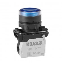 Кнопка КМЕ4510мЛ-24В-синий-1но+0нз-цилиндр-индикатор-IP54  354403  КЭАЗ