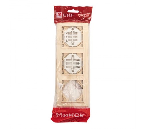 Рамка 3-местная  горизонтальная бежевый Минск EKFERM-G-303-20EKF