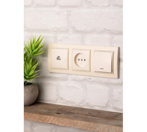 Рамка 3-местная  горизонтальная бежевый Минск EKFERM-G-303-20EKF