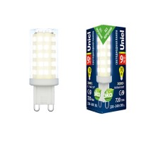 Лампа светодиодная LED-JCD-9W/3000K/G9/CL GLZ09TR LED, прозр 3000К  UL-00006488  Uniel