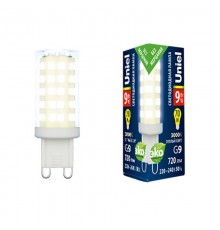 Лампа светодиодная LED-JCD-9W/3000K/G9/CL GLZ09TR LED, прозр 3000К  UL-00006488  Uniel