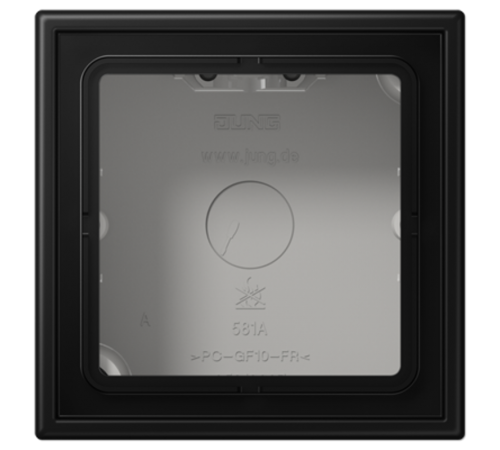 Коробка накладного монтажа 1 пост, с негорючим основанием и встроенной рамкой; дюропласт; черный матовый  LS581ASWM  Jung