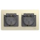Glossa Бежевый Розетка 2-ая с заземлением, со шторками, в сборе, IP44  GSL000247  SE