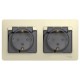 Glossa Бежевый Розетка 2-ая с заземлением, со шторками, в сборе, IP44  GSL000247  SE
