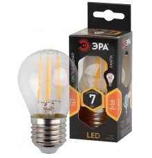 Лампа светодиодная F-LED P45-7W-827-E27 Лампы СВЕТОДИОДНЫЕ F-LED ЭРА (филамент, шар, 7Вт, тепл, E27)  Б0027948  ЭРА