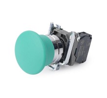 Кнопка с гриб головкой SB4 в сборе 22мм 40мм зеленая с возвратом металл 1НО  SB4BC31  SE
