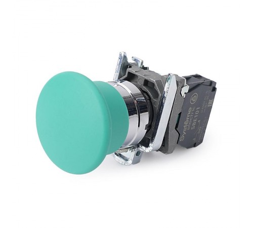 Кнопка с гриб головкой SB4 в сборе 22мм 40мм зеленая с возвратом металл 1НО  SB4BC31  SE