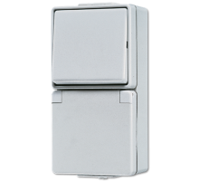 Штепсельная розетка SCHUKO для накладного монтажа с универсальным выключателем IP44 676W Jung