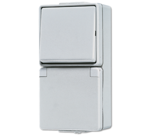 Штепсельная розетка SCHUKO для накладного монтажа с универсальным выключателем IP44 676W Jung