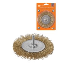 Щетка для дрели "плоская", 100 мм, латунированная витая проволока d 0,3 мм, "Рубин",  SQ1096-0203  TDM