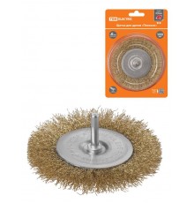 Щетка для дрели "плоская", 100 мм, латунированная витая проволока d 0,3 мм, "Рубин",  SQ1096-0203  TDM