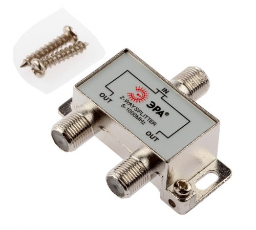 Делитель ТВ   D-F-01 2 ответвления под F разъём 5-1000 МГц  Б0048317  ЭРА