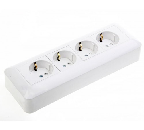 Blanca Белый О/У Розетка 4-я с заземлением с защитными шторками 16А, монтажная пластина RA16-411M-B  SE снято с произ. аналог - RA16-411M-BI