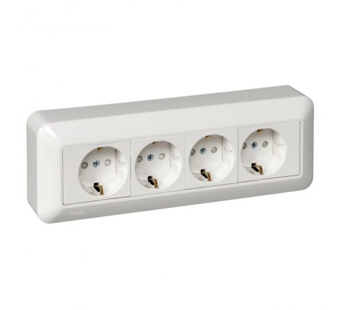 Blanca Белый О/У Розетка 4-я с заземлением с защитными шторками 16А, монтажная пластина RA16-411M-B  SE снято с произ. аналог - RA16-411M-BI