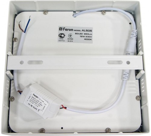 Светильник светодиодный квадратный даунлайт накладной, 24W, 1760Lm, дневной (6400К) AL505 с др-ром в/компл  41577  FERON