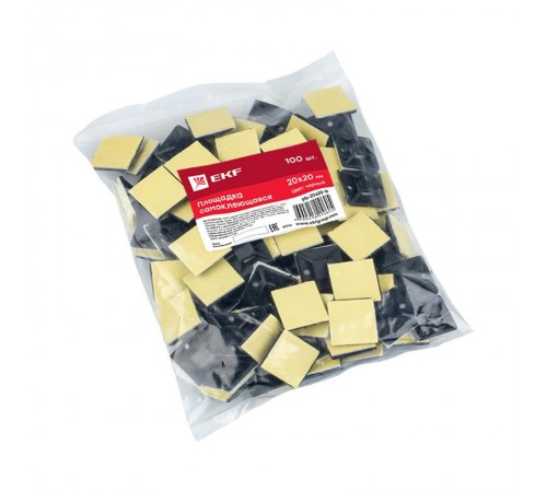 Площадка самоклеящаяся (20х20мм.) черная (100шт.)  plc-20x20-b  EKF