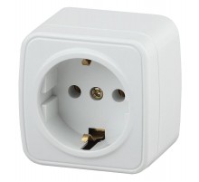 Розетка Intro Polo 3-202-01 с заземлением 2P+E Schuko, 16A-250В, IP20, ОУ, белый  Б0053558  Intro