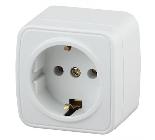 Розетка Intro Polo 3-202-01 с заземлением 2P+E Schuko, 16A-250В, IP20, ОУ, белый  Б0053558  Intro