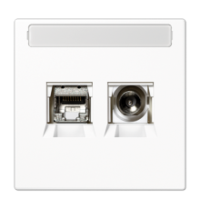 Smart TV розетка (Ethernet + TV) с полем для надписи; термопласт; белый  MMDLS4521WW  Jung