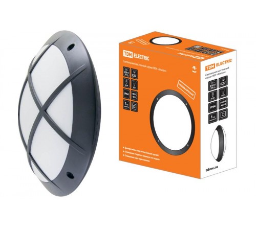 Светильник уличный настенный НБУ 05-60-003 Альтан 2 60Вт ЛН/КЛЛ/LED Е27 IP64 черный с решеткой  SQ0328-0304  TDM