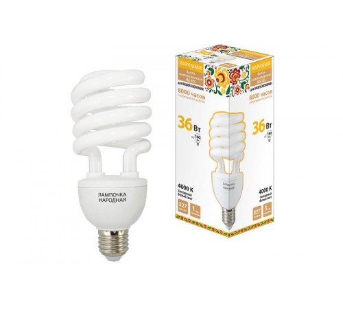 Лампа энергосберегающая КЛЛ  36Вт Е27 840 cпираль НЛ-HS  SQ0347-0032  TDM