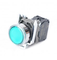 Кнопка SB4 с подсветкой в сборе модульная 22мм зеленая металл 24ВDC 1НО  SB4BW33B1  SE