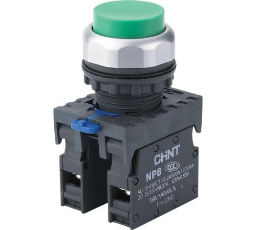 Кнопка выступающая NP8-11GN/3 без подсветки, зелёная 1НО+1НЗ IP65 (R)  667109  CHINT