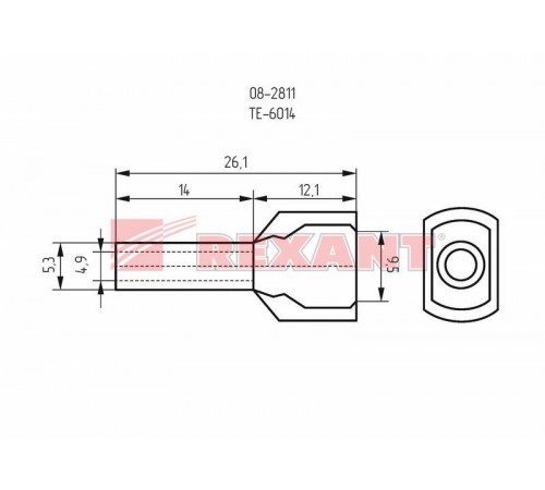 Наконечник штыревой втулочный изолированный F-14 мм 2х6 мм (НШВи(2) 6.0-14/НГи2 6,0-14) зеленый  08-2811  REXANT