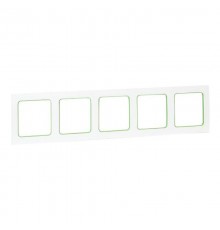 Стокгольм Рамка 5-местная белая с линией цвета зеленый  EXM-G-306-20  EKF