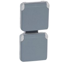 Plexo Серый Розетка с/з 2-ая верт. с крышкой 16А IP55  069577  Legrand