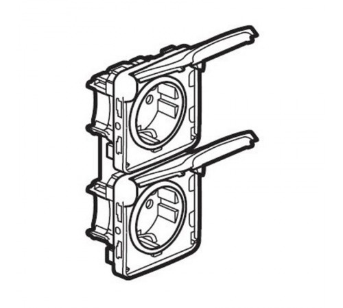 Plexo Серый Розетка с/з 2-ая верт. с крышкой 16А IP55  069577  Legrand