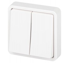 Выключатель 2-клавишный ЭРА Эксперт 11-1524-01 IP55, 10АХ-250В, СУ, Белый  Б0063271  ЭРА