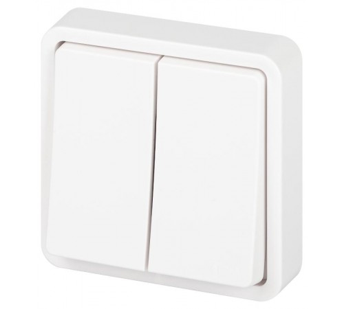 Выключатель 2-клавишный ЭРА Эксперт 11-1524-01 IP55, 10АХ-250В, СУ, Белый  Б0063271  ЭРА