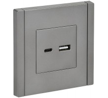 FORTE&PIANO Розетка USB A+C 3,1А FP550 сталь  FP-U22-D31-K46  IEK