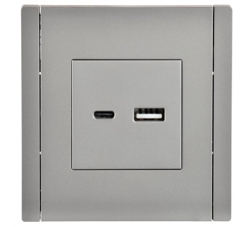 FORTE&PIANO Розетка USB A+C 3,1А FP550 сталь  FP-U22-D31-K46  IEK