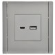 FORTE&PIANO Розетка USB A+C 3,1А FP550 сталь  FP-U22-D31-K46  IEK
