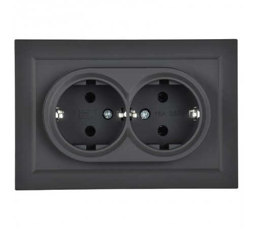 BRITE Розетка 2-ая с заземлением без шторок 16А в сборе РС12-3-БрГ графит   BR-R21-16-K53-F  IEK