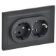 BRITE Розетка 2-ая с заземлением без шторок 16А в сборе РС12-3-БрГ графит   BR-R21-16-K53-F  IEK