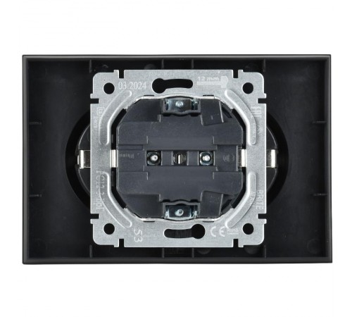 BRITE Розетка 2-ая с заземлением без шторок 16А в сборе РС12-3-БрГ графит   BR-R21-16-K53-F  IEK