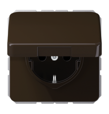 Штепсельная розетка SCHUKO 16А / 250В с подпружиненной откидной крышкой, пружинные зажимы; термопласт; коричневый; CD500  CD1520BFKLBR  Jung
