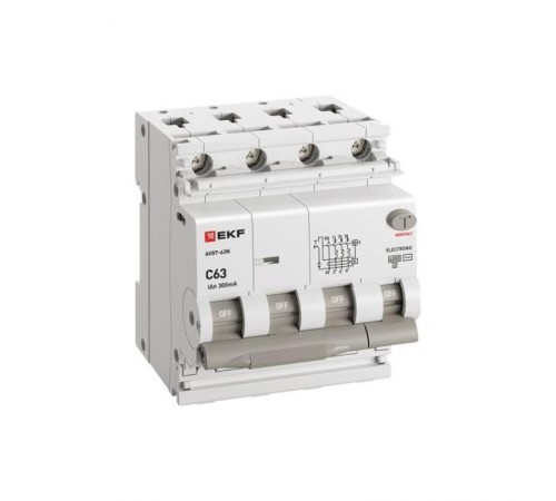 Выключатель автоматический дифференциального тока АВДТ-63N 3P+N 63А 300мА C тип AC электронный 6кА PROXIMA  D63N46E63C300  EKF