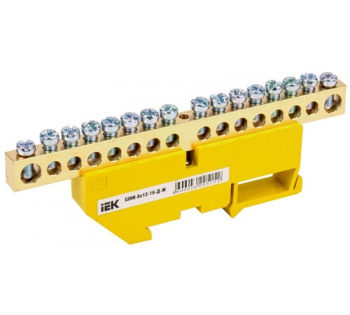 Шина PE "земля" на DIN-изоляторе ШНИ-8х12-16-Д-Ж  YNN10-812-16D-K05  IEK