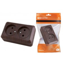 Розетка двойная 2П открытой установки IP20 10А, бук "Ладога"   SQ1801-0035  TDM