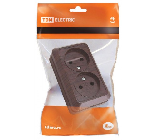 Розетка двойная 2П открытой установки IP20 10А, бук "Ладога"   SQ1801-0035  TDM