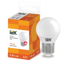 Лампа светодиодная LED 9Вт 230В 3000К E27 шар  LLE-G45-9-230-30-E27  IEK