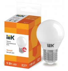 Лампа светодиодная LED 9Вт 230В 3000К E27 шар  LLE-G45-9-230-30-E27  IEK