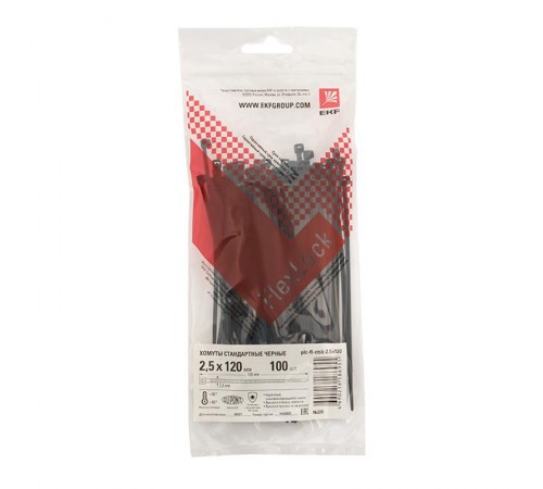 Хомут P6.6 стандартный (ч), 2.5x120 (100шт) FlexLock PROxima  plc-fl-ctsb-2.5x120  EKF