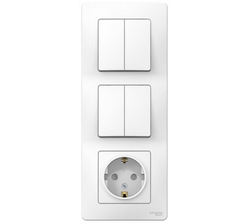 Blanca Белый С/У Блок:Розетка з/к шт 16А, 250В+выкл 2-клавишный.+выкл 2-клавишный.  BLNBS102201  SE