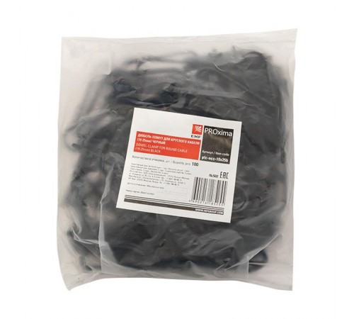 Дюбель-хомут для круглого кабеля (19-25мм) черный (100шт.) EKF PROxima  plc-ncc-19x25b  EKF